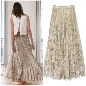 Anthropologie/  Moulinette Soeurs Pleated Maxi Gold Shimmer Skirt 4